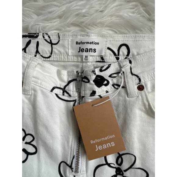 Reformation " Julianna Zip Mid Rise Straight Leg Jeans" Size 30 - Picture 7 of 15